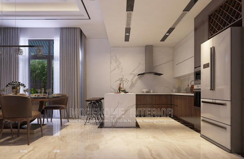 Mẫu tủ bếp đẹp hiện đại, đơn giản, không quá cầu kì vào các chi tiết, phần mặt tủ bếp được ốp đá nhân tạo sang trọng mà vô cùng sạch sẽ Tủ bếp hiện đại,tủ bếp đẹp hiện đại, tủ bếp An Cường