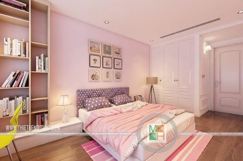 Thiết kế tủ quần áo âm tường đẹp giúp tiết kiệm diện tích cho căn phòng ngủ của gia chủ mang không kém phần sang trọng
