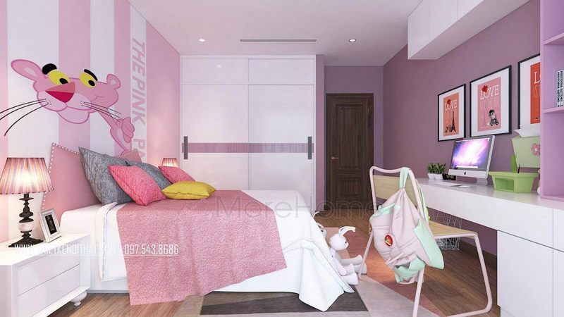 Mẫu tủ quần áo gỗ công nghiệp màu trắng được thiết kế âm tường giúp cho không gian phòng ngủ thoáng rộng hơn