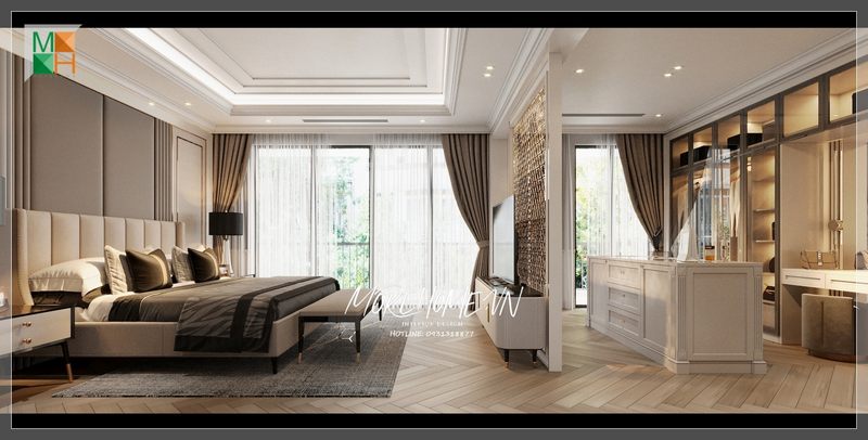 Gợi ý mẫu thiết kế phòng ngủ cho chung cư, nhà phố, biệt thự phong cách đương đại với nội thất gỗ tự nhiên cao cấp màu trắng